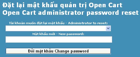 Đặt lại mật khẩu quản trị Opencart reset admin password