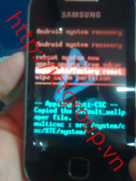 Phá mật khẩu Samsung Galaxy Y S5360 hard reset soft reset khôi phục cài đặt gốc