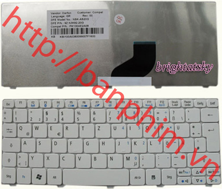 Bàn phím Acer Aspire One Happy N57CUU D521 522 D532H AOD257-N57DQ Keyboard 