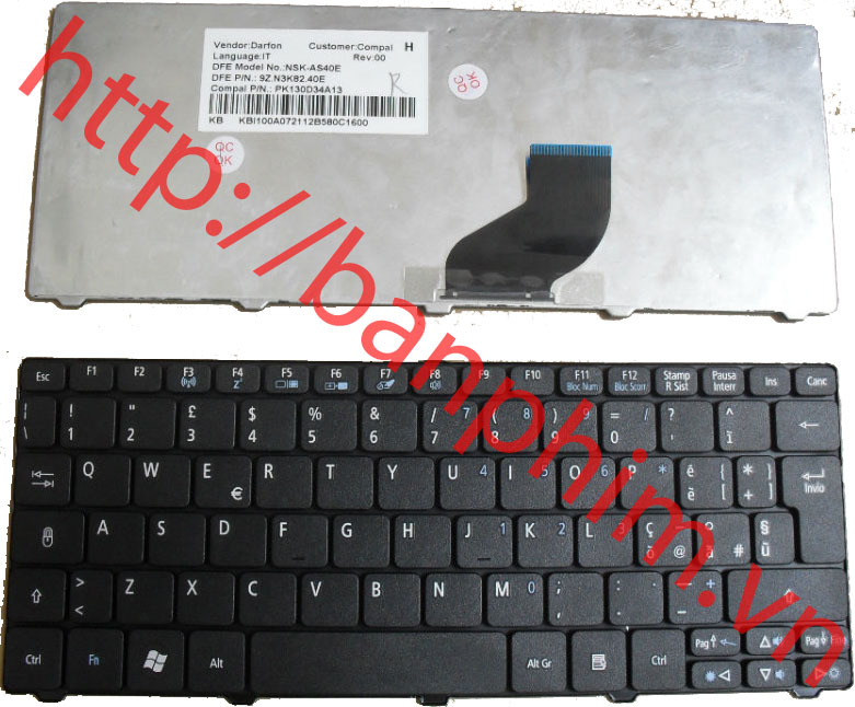 Bàn phím laptop Acer Aspire one 532 AO532 532H AOD532H D255 D260 521 533 keyboard 