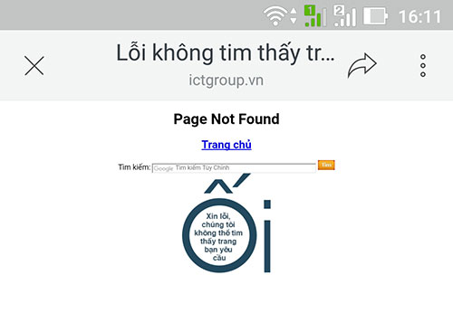 Lỗi 404 không tìm thấy trang khi chia sẻ liên kết trong Zalo