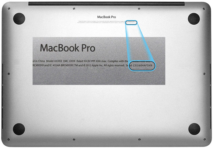 Cách tim serial Macbook Pro dòng Mid 2012 đến Mid 2015